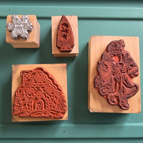 Set of 4 Christmas wooden stamps - Picture 7 of 7
